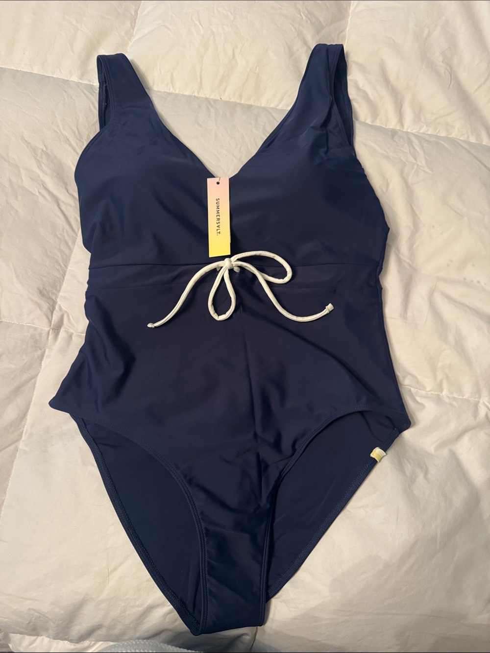 Summersalt Navy One-Piece Swimsuit with Drawstring Detail